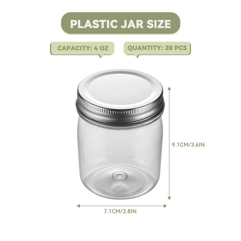 novelinks 4 oz Clear Plastic Jars with Screw-On Lids â€“ Reusable Round Containers for Slime, Food, Spices, Crafts & Kitchen Organization â€“ BPA-Free Storage Jars, 20 Pack - Image 4